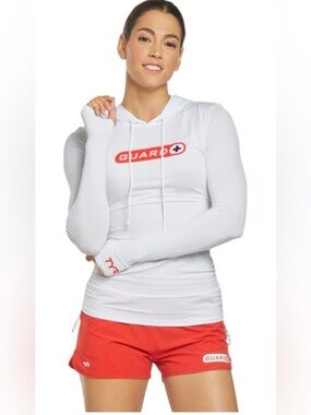 TYR White Hooded Swim Pullover